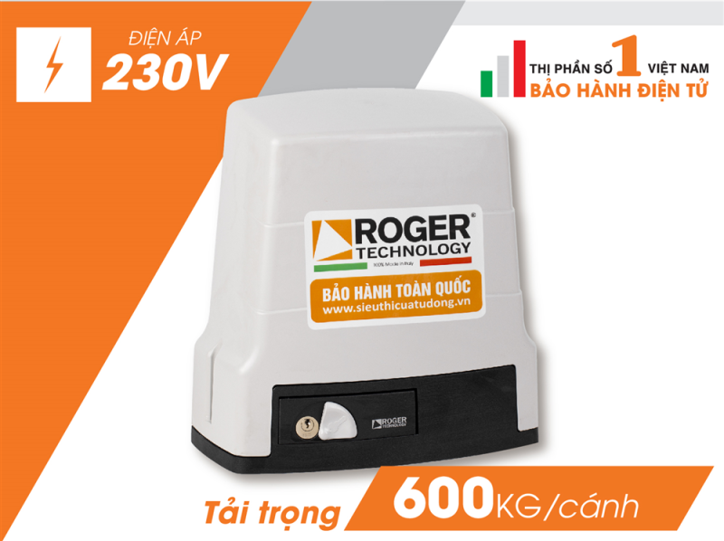 CỔNG TRƯỢT TỰ ĐỘNG HÃNG ROGER KIT H30 -640 NHẬP KHẨU ITALIA